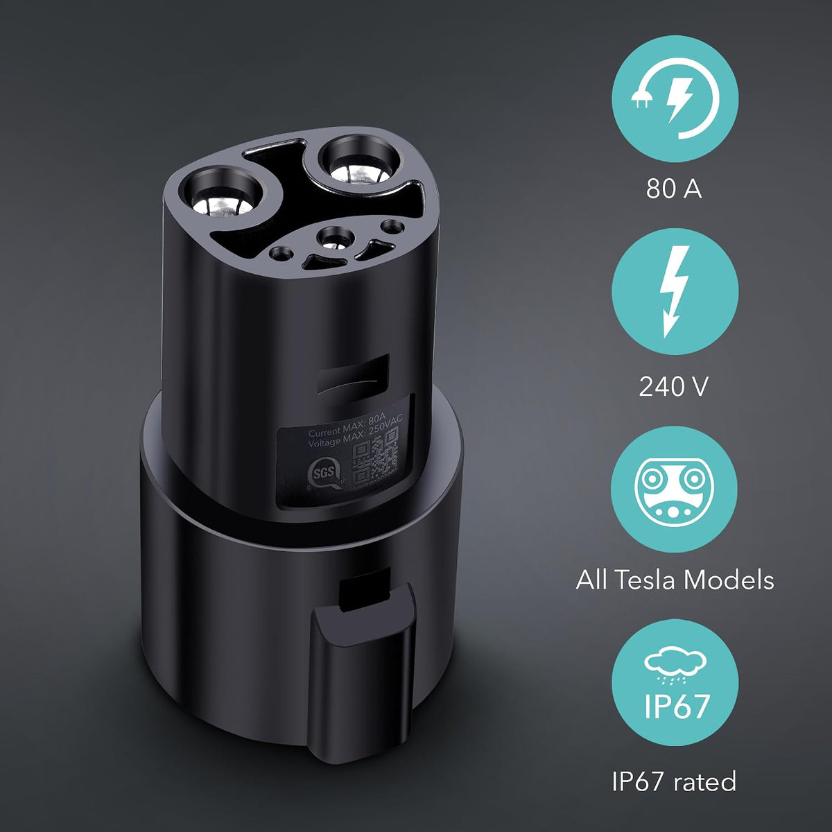 2 Type 1 to Tesla NACS 80A ( ამერიკული სტანდარტიდან , ამერიკულ TESLA-ზე 🇺🇸 )