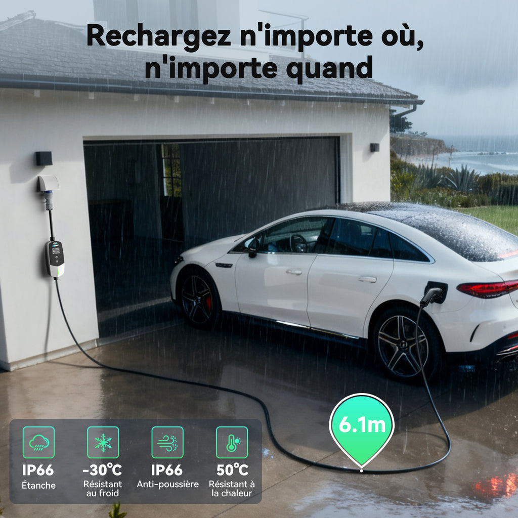 3 Evdance -  type 2 10-32A AC ev chager 32Amp 7.6KW  (6.1 m) ( 🇪🇺 ევროპული მოდელებისთვის )