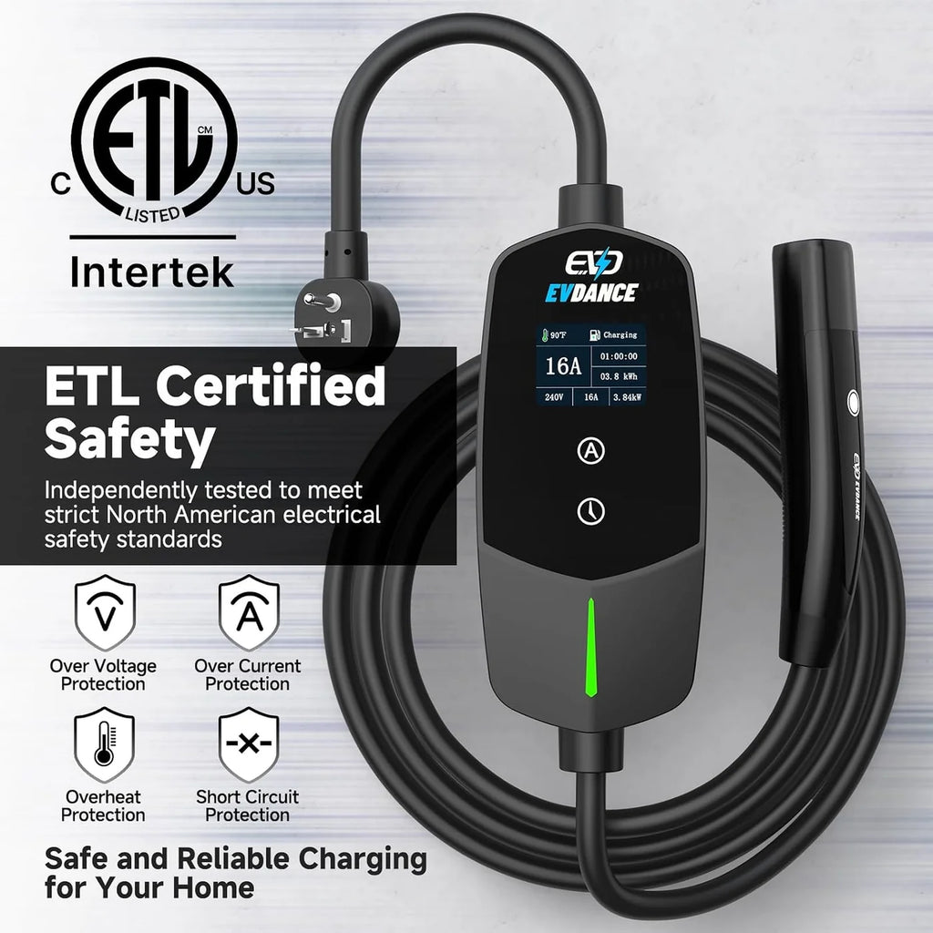 1 EVDANCE - TESLA NACS Portable EV charger EV-ACS1603U 6-16A / 3.5KW ( 🇺🇸 TESLA-სთვის )