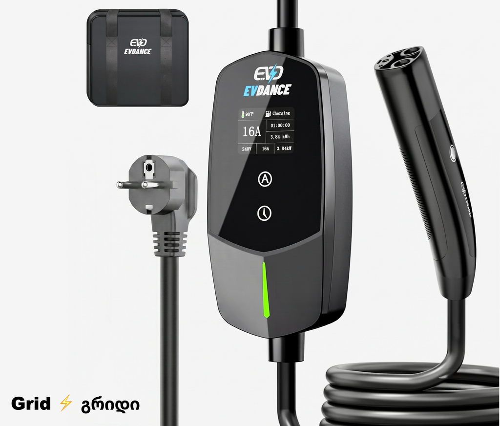1 EVDANCE - TESLA NACS Portable EV charger EV-ACS1603U 6-16A / 3.5KW ( 🇺🇸 TESLA-სთვის )