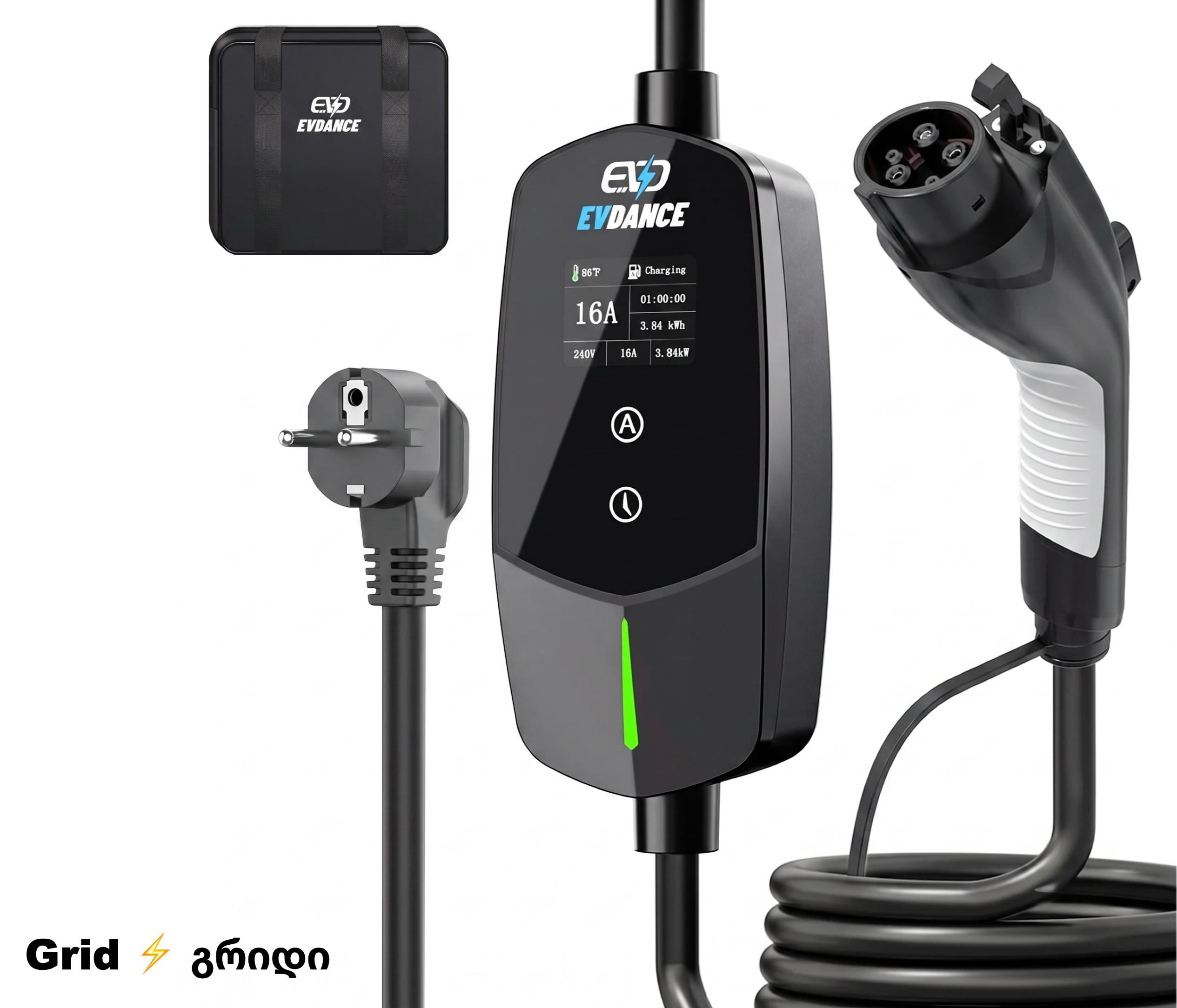2 EVDANCE - Type 1 J1772 Portable EV charger EV-ACS1603U 6-16A / 3.5KW ( 🇺🇸 ამერიკული მოდელებისთვის )