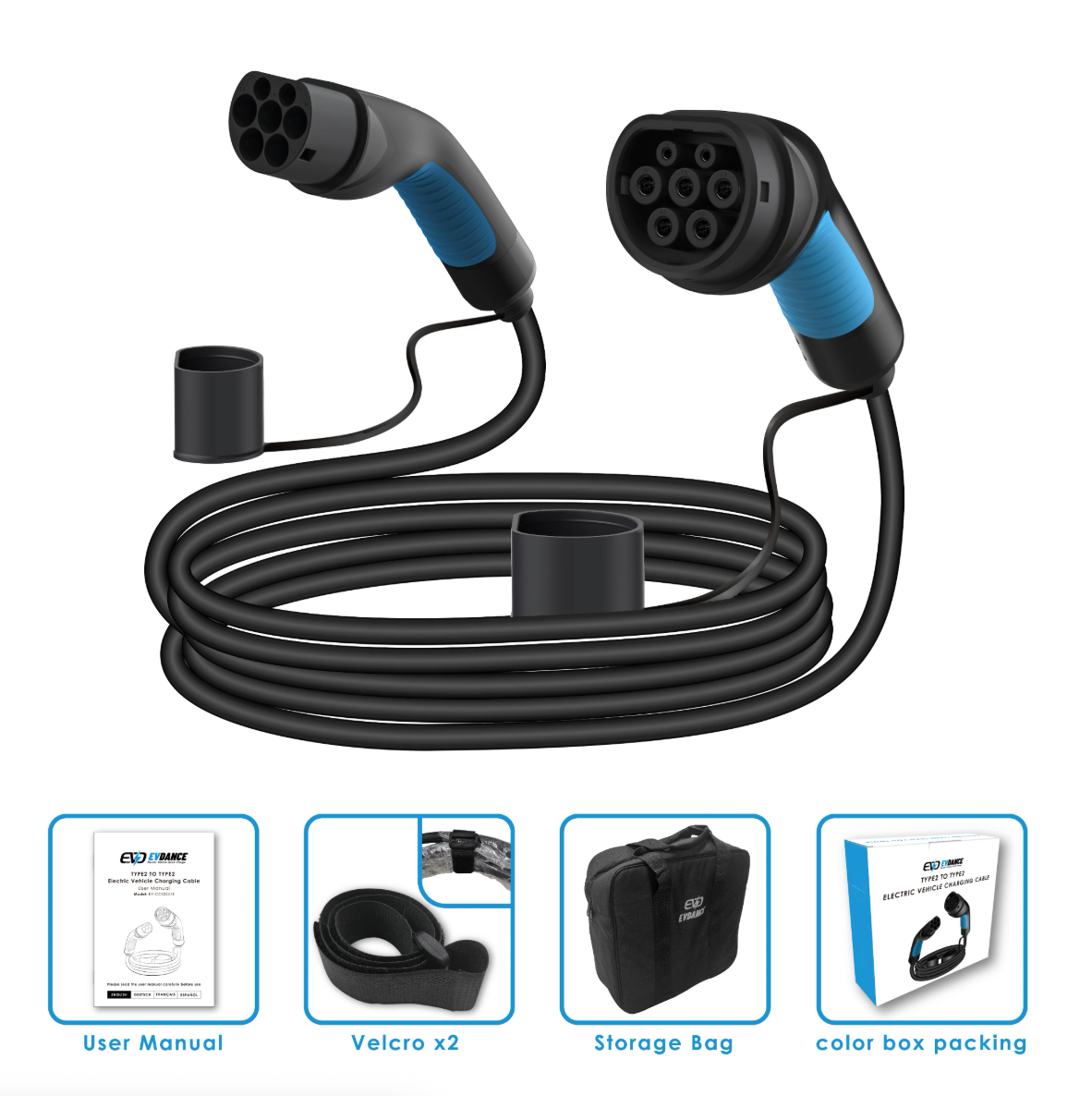 3 EVDANCE - Type 2 to Type 2 EV Connector 32A 6M (  🇪🇺 ევროპული მოდელებისთვის )